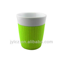 300cc mug ceramic with silicone sleeve, set of 4